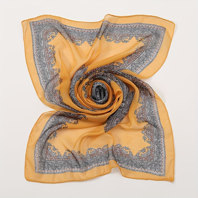 Boho Chiffon Scarf Paisley Print Thin Shawl Silk Head Wrap