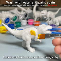11pcs Kids Painting Set 6 Dinosaurs 12 Colors 2 Brushes 1 Palette PVC Material
