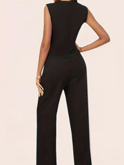 Sleeveless Vest & Wide Leg Pants Set Women's Clothing