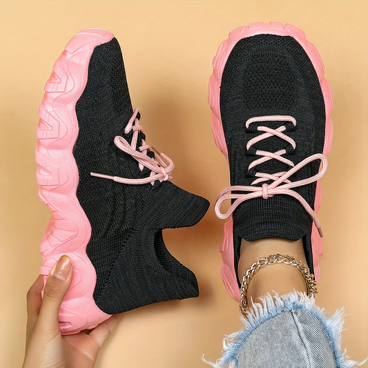 Thick Sole Shock Absorption Running Shoes Breathable Lace Up Outdoor Sneakers