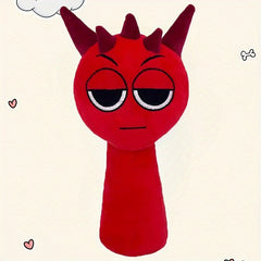 Red Plush Snake Puppet Toy Stuffed Animal with Expressive Eyes & Horns