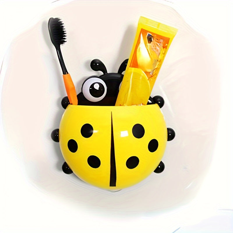 Ladybug Toothbrush Holder Wall Mounted Storage Shelf