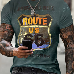 Men's Letter Print Tee Shirt Casual Round Neck Stretch Top for Summer