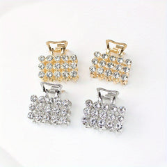 4pcs Mini Rhinestone Hair Claw Set Square Rectangular Hair Clip Accessories