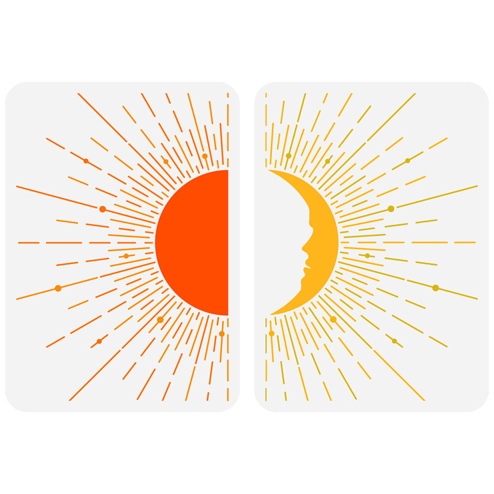 2pcs Sun and Moon Drawing Stencils Set for Scrapbooking DIY Crafts