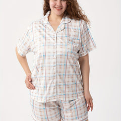  Plaid Print Short Sleeve Pajama Set