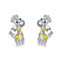 Giraffe Animal Stud Earrings 925 Silver Plated Ladies Stylish Accessories