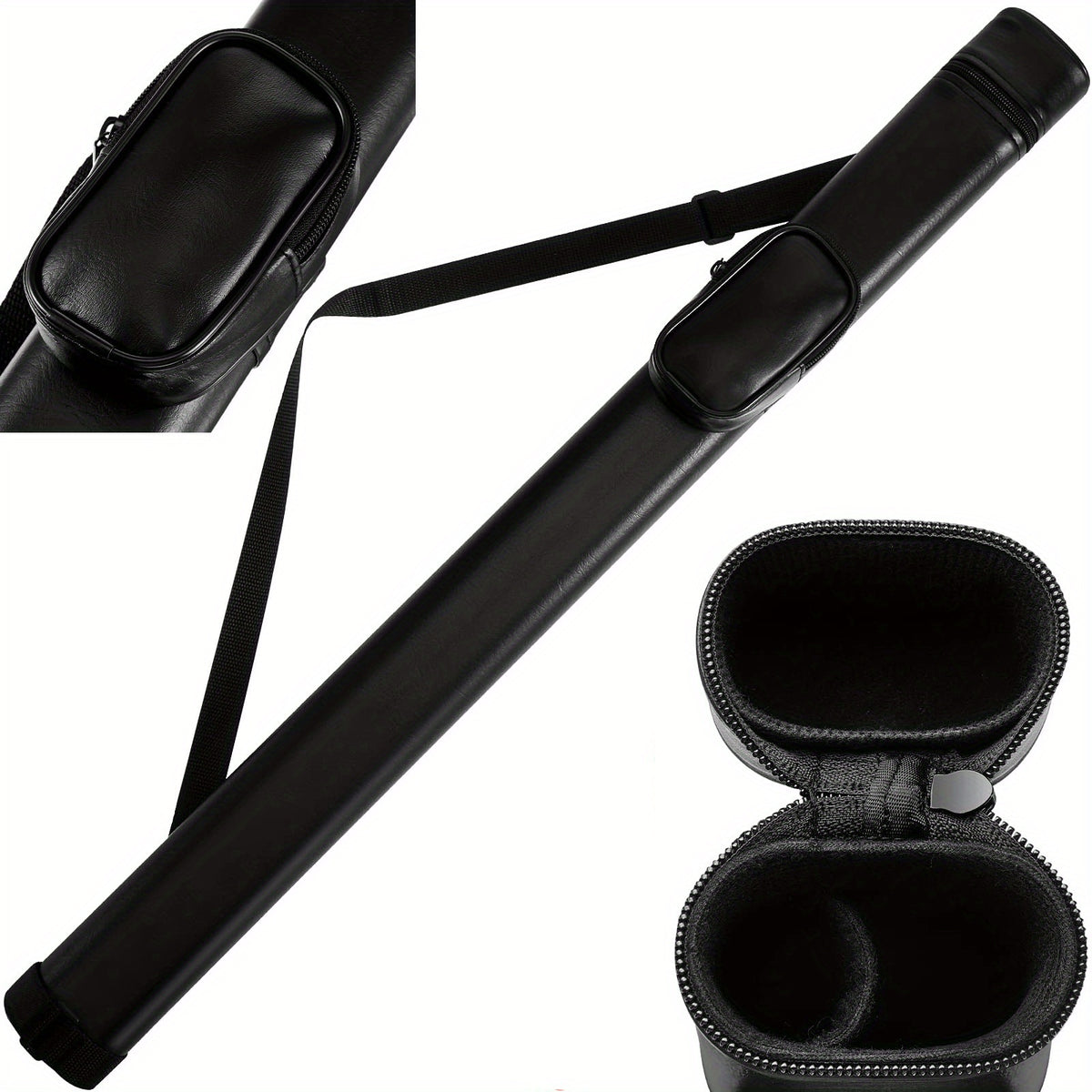 1pc Pool Cue Hard Case Holds 1 Butt and 1 Shaft Protective Carrying Bag