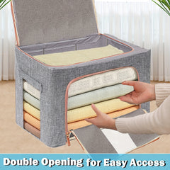 Large Capacity Clothes Storage Bags with Metal Frame