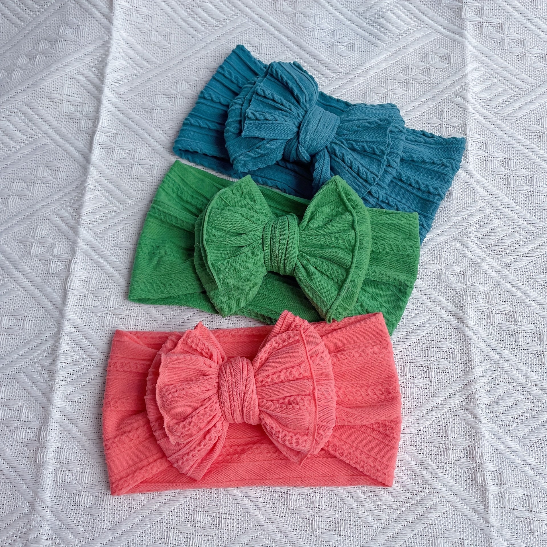Jacquard Bow Soft Elastic Headband for Baby Girls