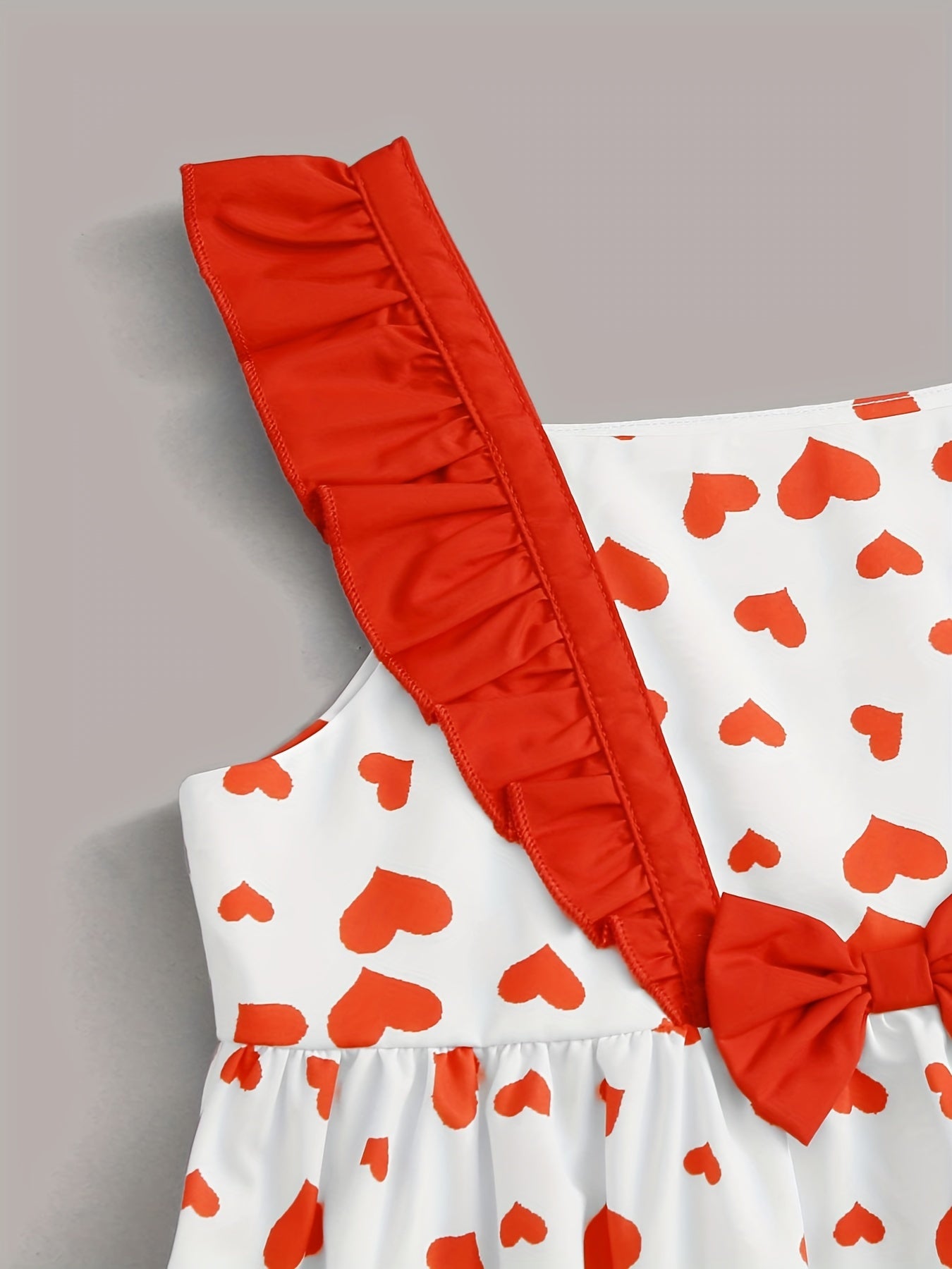 Toddler Girls Heart Graphic Bow Princess Dress For Party Beach