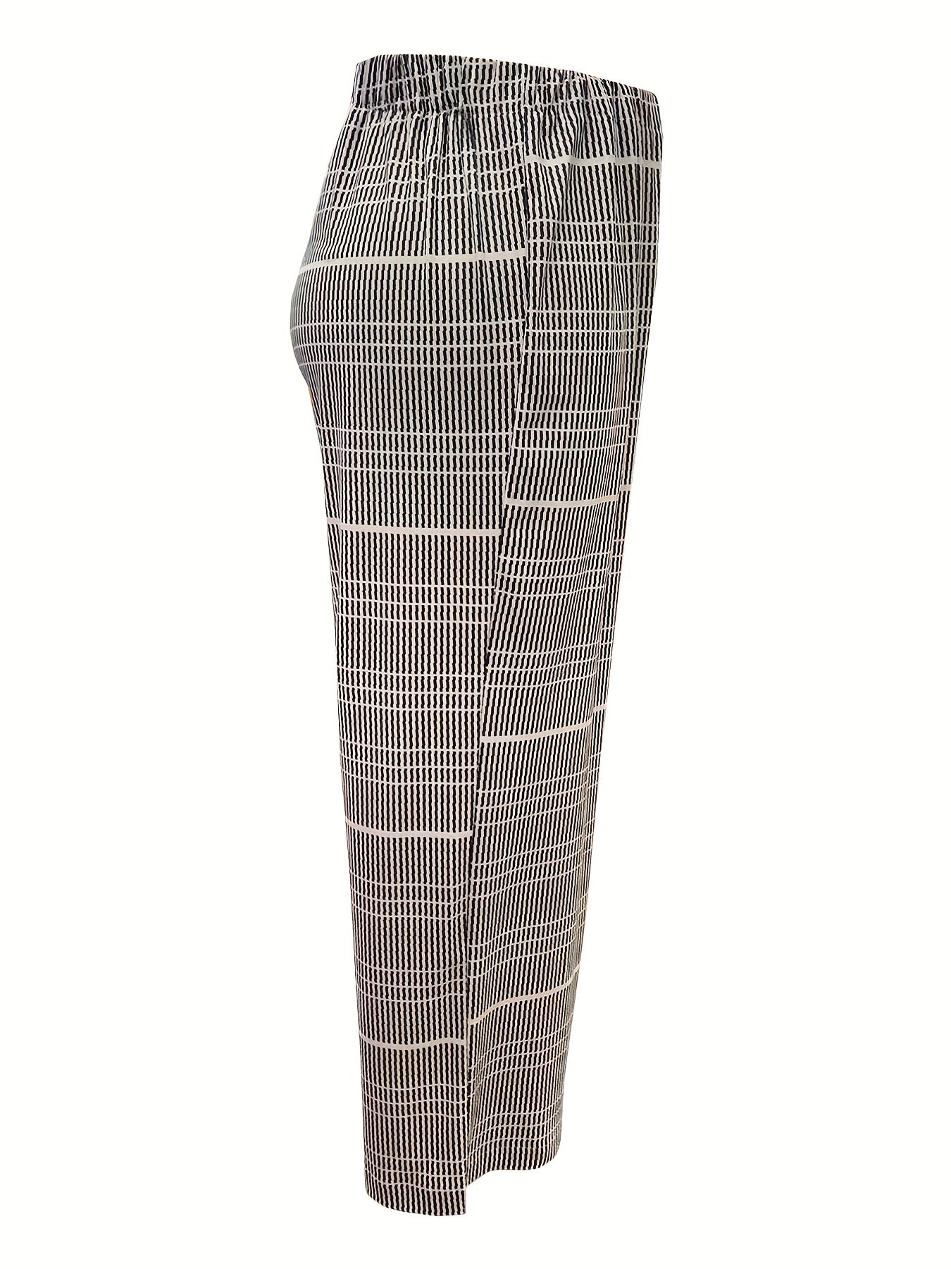 Women's Plus Stripe Print Flared Leg Stretch Trousers