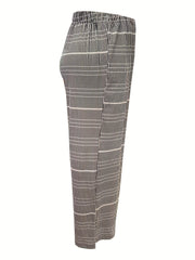 Women's Plus Stripe Print Flared Leg Stretch Trousers