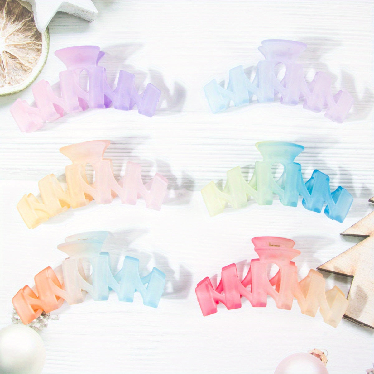 6pcs Gradient Twist Hair Claw Large Shark Claw Ponytail Holder Hair Accessories