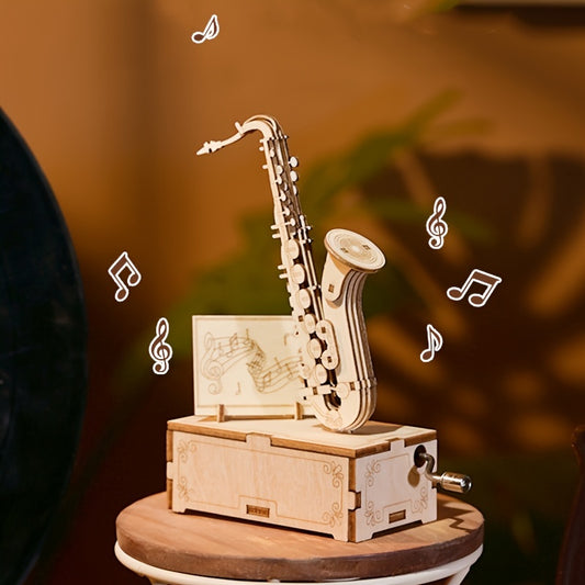 DIY Saxophone Puzzle Wooden Music Box Ideal Birthday Gift Teens