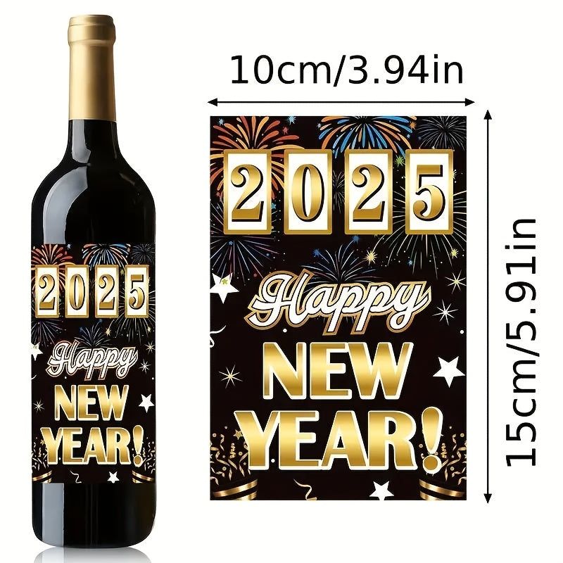 8pcs Wine Bottle Stickers - Year Celebration Adhesive Labels