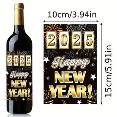 8pcs Wine Bottle Stickers - Year Celebration Adhesive Labels