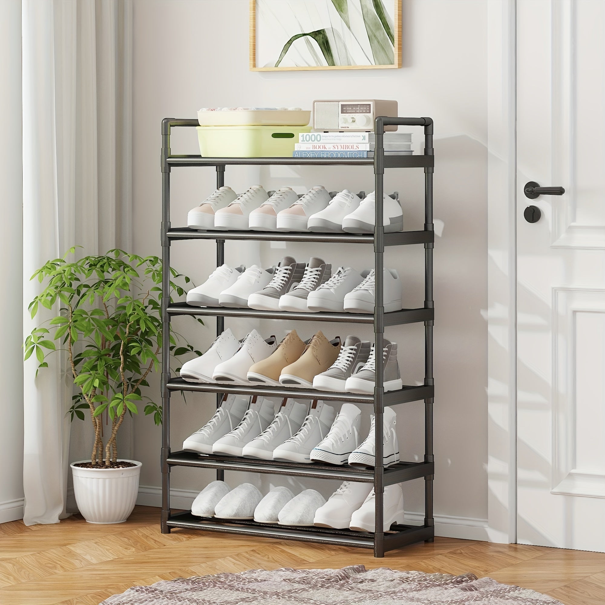 1pc Reinforced Shoe Rack 6 7 Tier Organizer with Handle Easy to Install