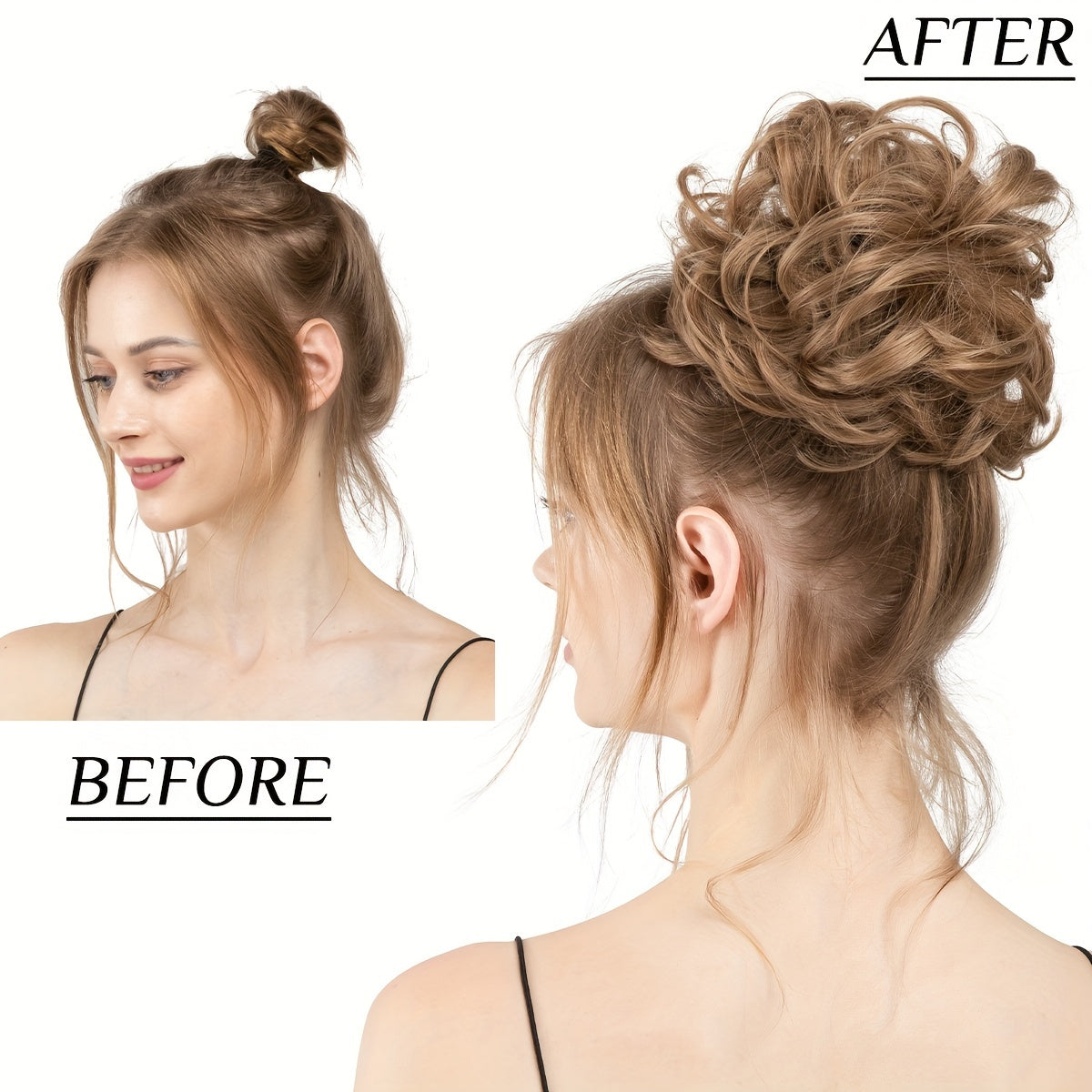 Messy Bun Hair Piece Wavy Curly Chignon Ponytail Hair Extensions