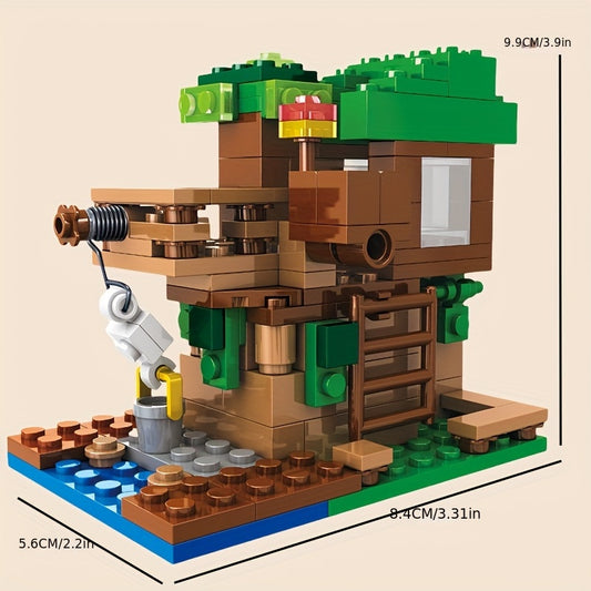 Enlightenment and Educational Building Blocks Toy Tree House with 3 Dolls