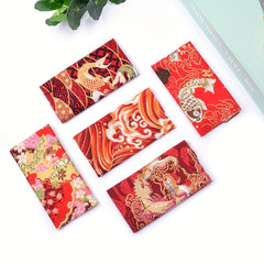 5pcs Japanese Fabric Bundle: Red Cotton for Patchwork Dolls & Bags Quilting