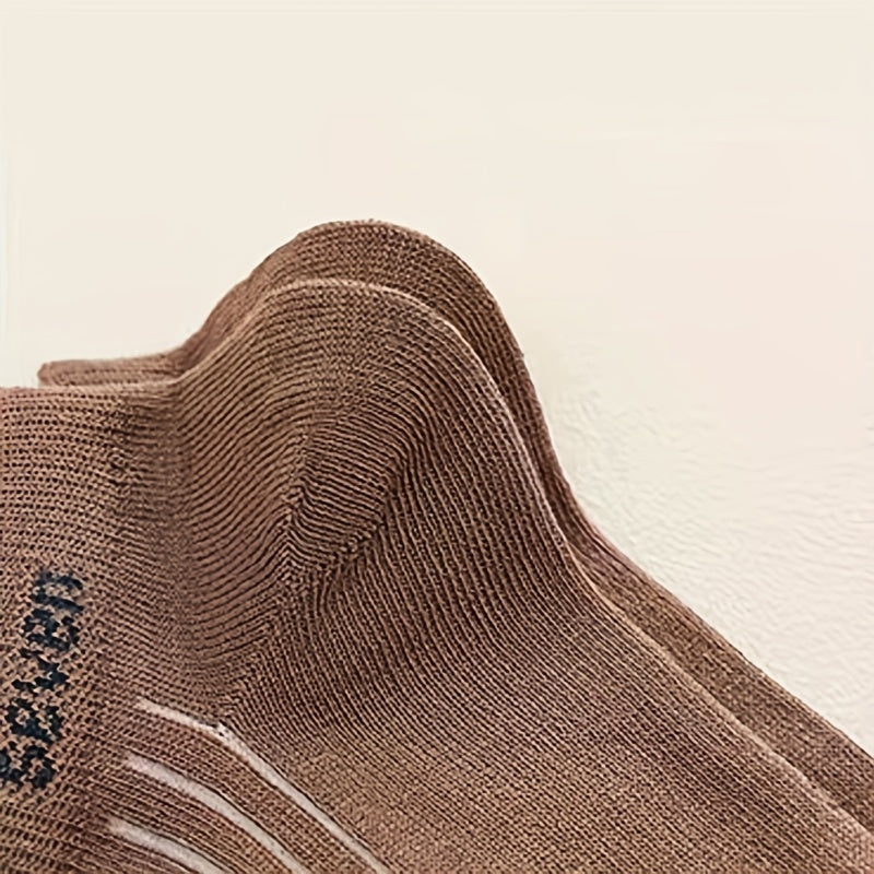 5 Pairs Kids 'Seven' Print Ankle Socks Boys Girls Thin Cotton Striped Boat Socks
