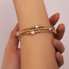 Elastic Bracelet with Rhinestones & Faux Pearls