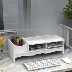 Wooden Desktop Monitor Stand with Storage Compartment