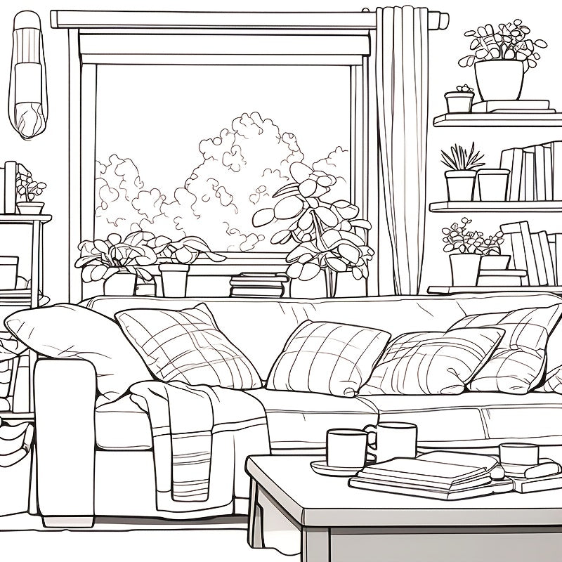 At Home Coloring Book - 22 Page Adult Coloring Book