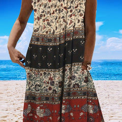  Casual Tank Dress Women's Plus Print Round Neck