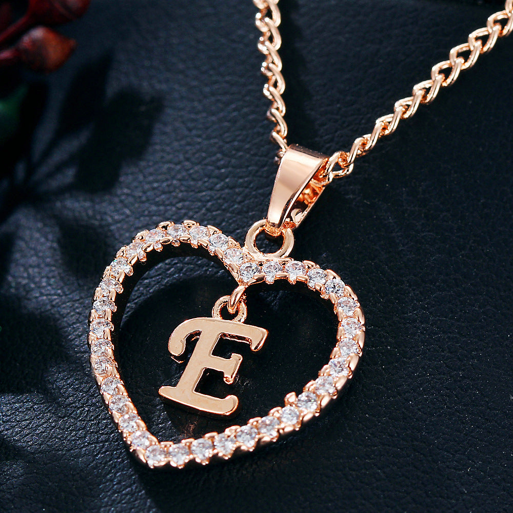Heart Pendant Name Initial Necklace Zircon Heart Necklace Jewelry