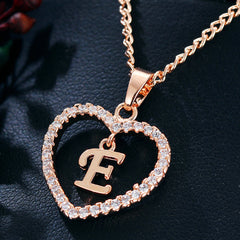 Heart Pendant Name Initial Necklace Zircon Heart Necklace Jewelry