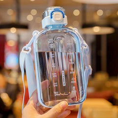 Square Plastic Water Bottle Adjustable Shoulder Strap Belly Wat