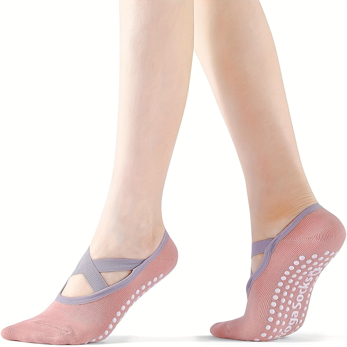 Women's Non Slip Yoga Socks with Cross Strap