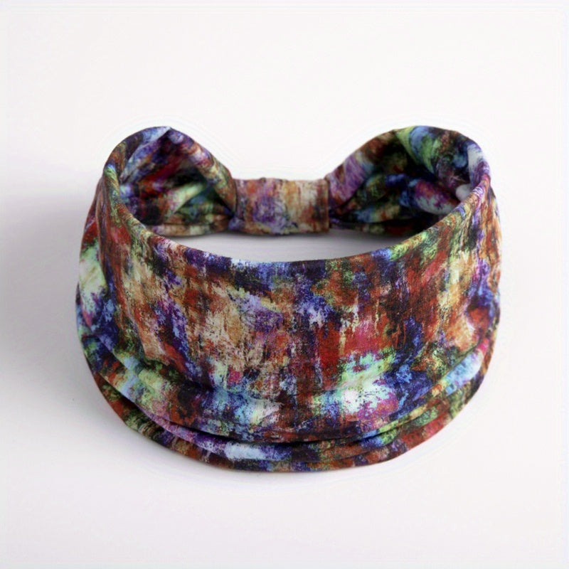 Bohemian Tie Dye Headband, Elastic Sweat Absorbing Headbands for Women