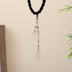 Chinese Hair Tie Leaf Beads Tassel Hair Ring Elastic Hair Accessories