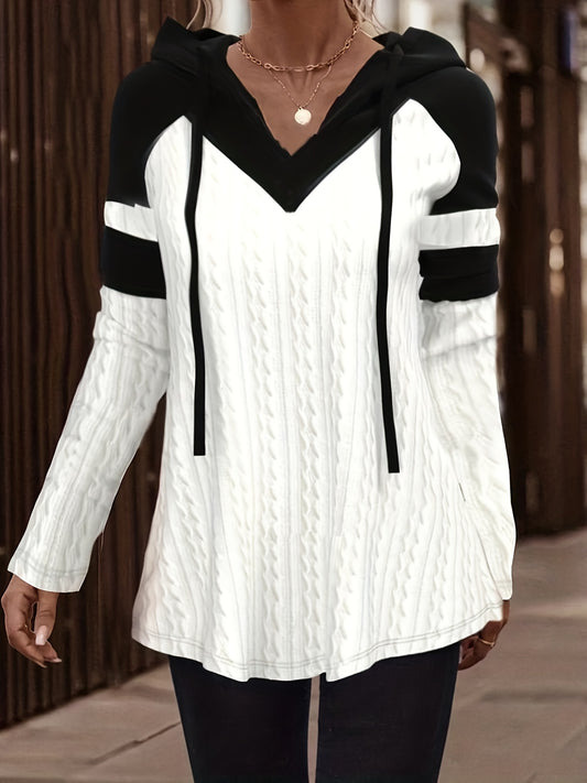  Women's Colorblock Cable Hoodie