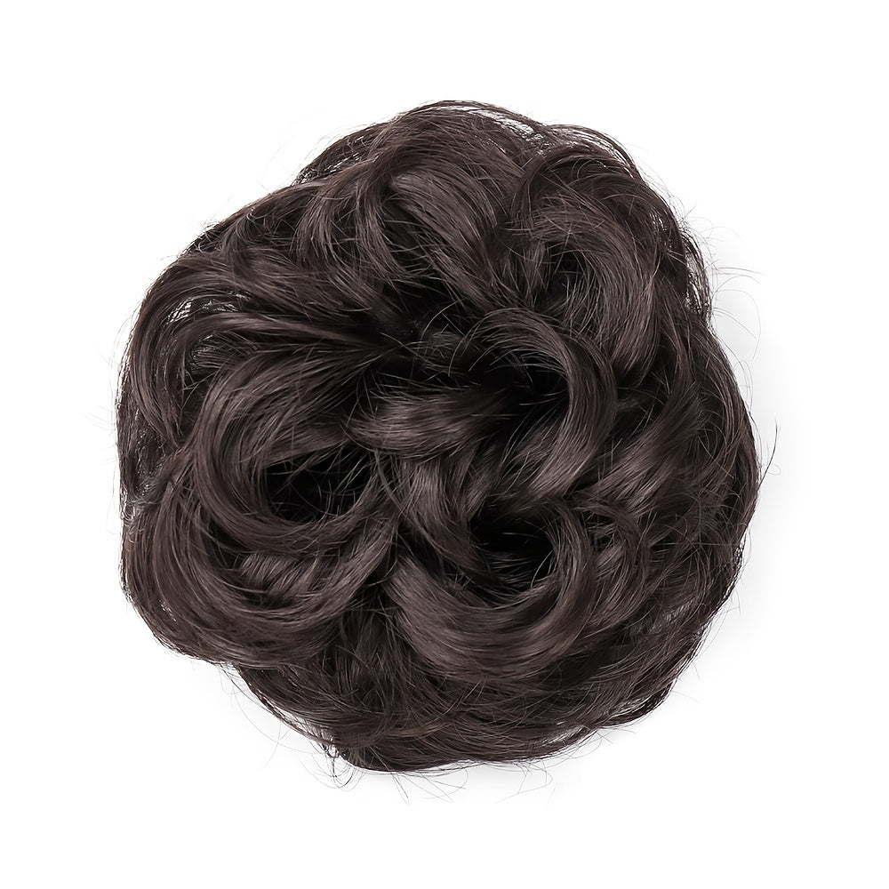 Curly Synthetic Bun Hair Extensions Elastic Donut Ponytail