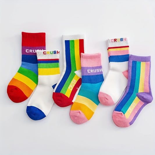 Colorful Rainbow Crew Socks for Kids