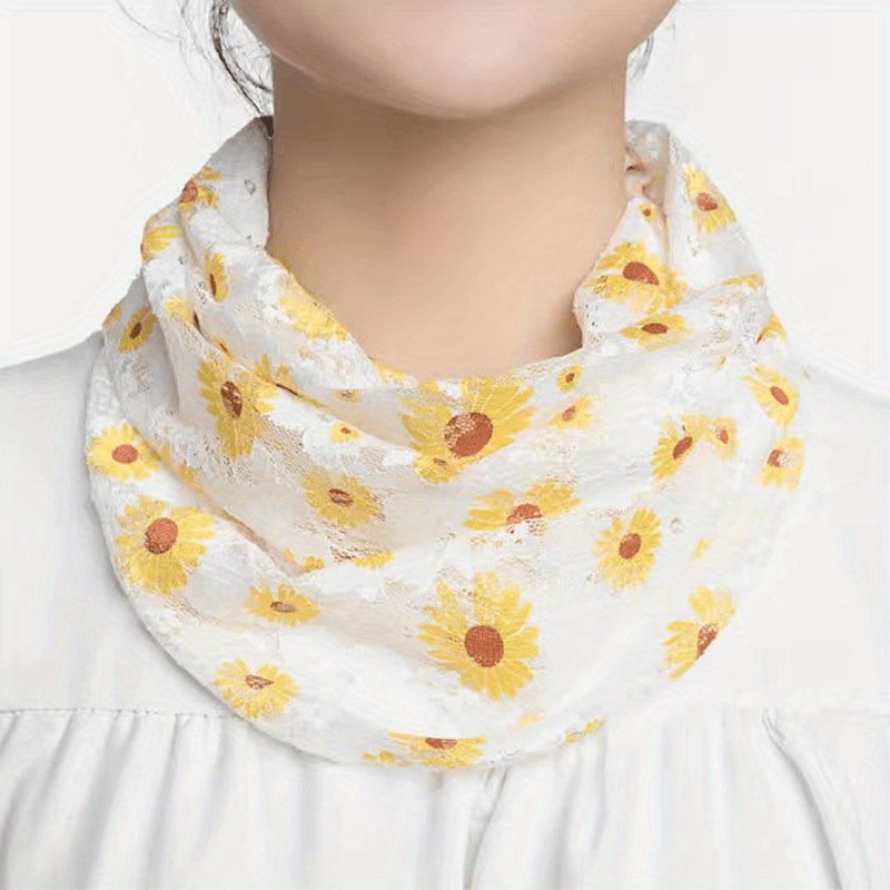 Lace Floral Butterfly Print Scarf Thin Breathable Neck Gaiter Warm Elastic