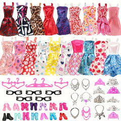 42pcs Doll Clothes Set- Dresses, Shoes, Accessories