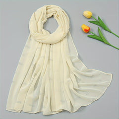 Rhinestone Decor Chiffon Shawl Scarf Wrap for Daily Decoration