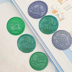 Christmas Brass Stamp Set with Handle Sealing Wax Stamp Head Envelope Craft