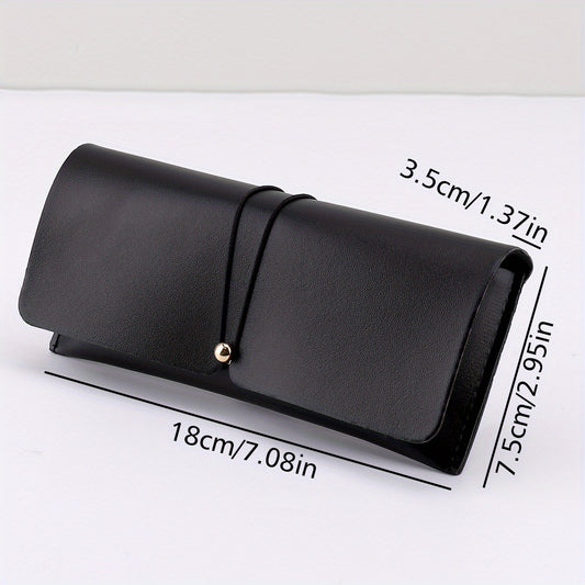 Solid PU Leather Sunglasses Storage Case Pouch Portable Eyewear Container