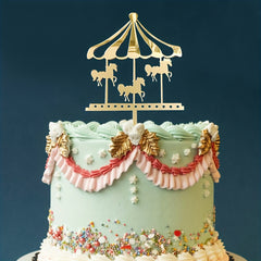 Birthday Cake Insert Plate Wooden Horse Decoration