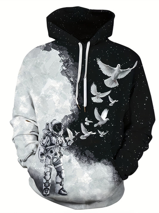 3D Graphic Print Hoodie Men's Casual Pullover Hoodie