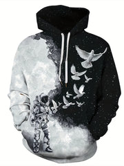 3D Graphic Print Hoodie Men's Casual Pullover Hoodie