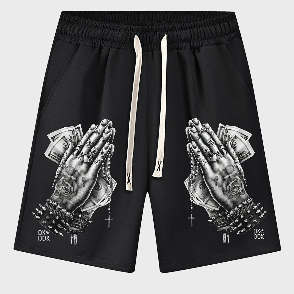 Men's Thin Prayer Hand Print Drawstring Shorts