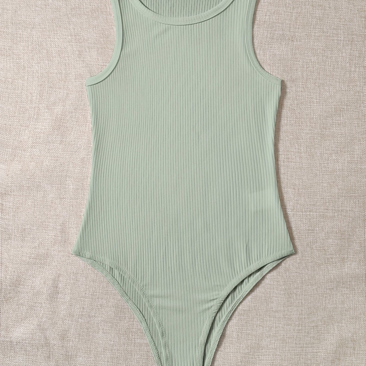  Basic Bodysuit Women's Plus Ribbed Round Neck Bodysuit