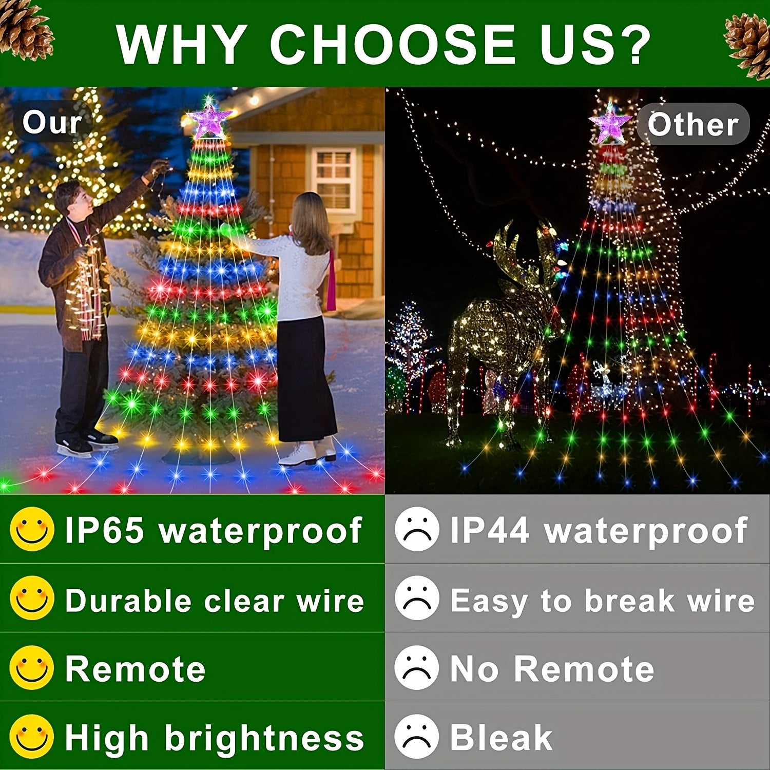 LED Waterfall Christmas Tree Lights 8 Modes Indoor/Outdoor String Lights
